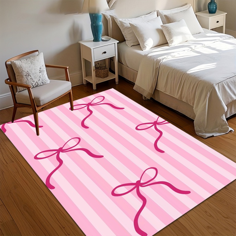 Commercial Ribbon Printing Machine - Sevimli Pembe Çizgili Fiyonklu Halı Pastel