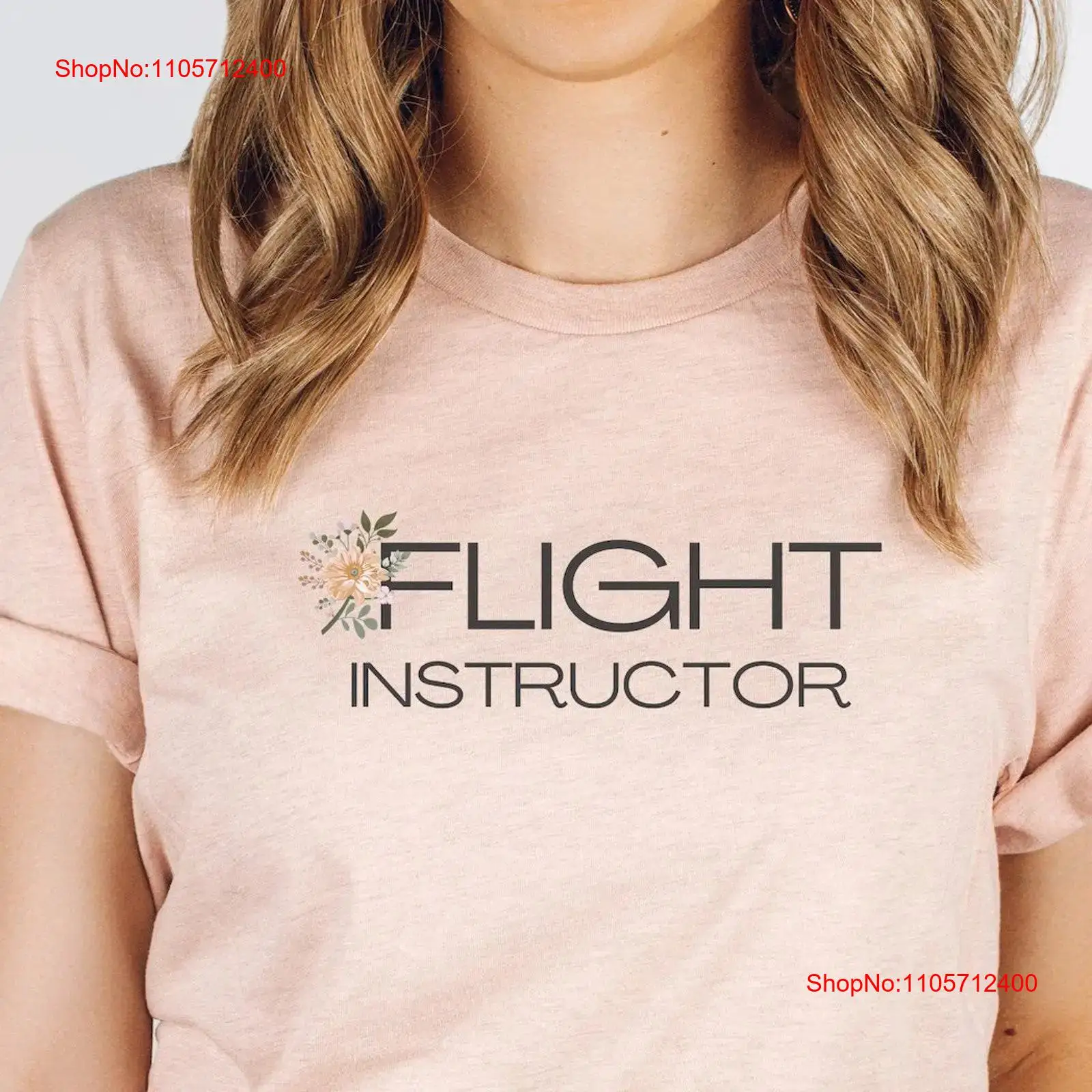 Commercial Shirt Printing - Çiçekli Uçuş Eğitmeni Tişörtü Kadın Pilot