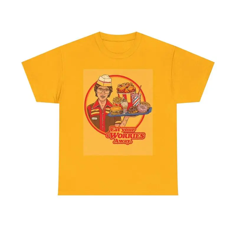 Commercial Shirt Printing - Endişelerinizi Yiyin Tişörtü Komik Fast Food