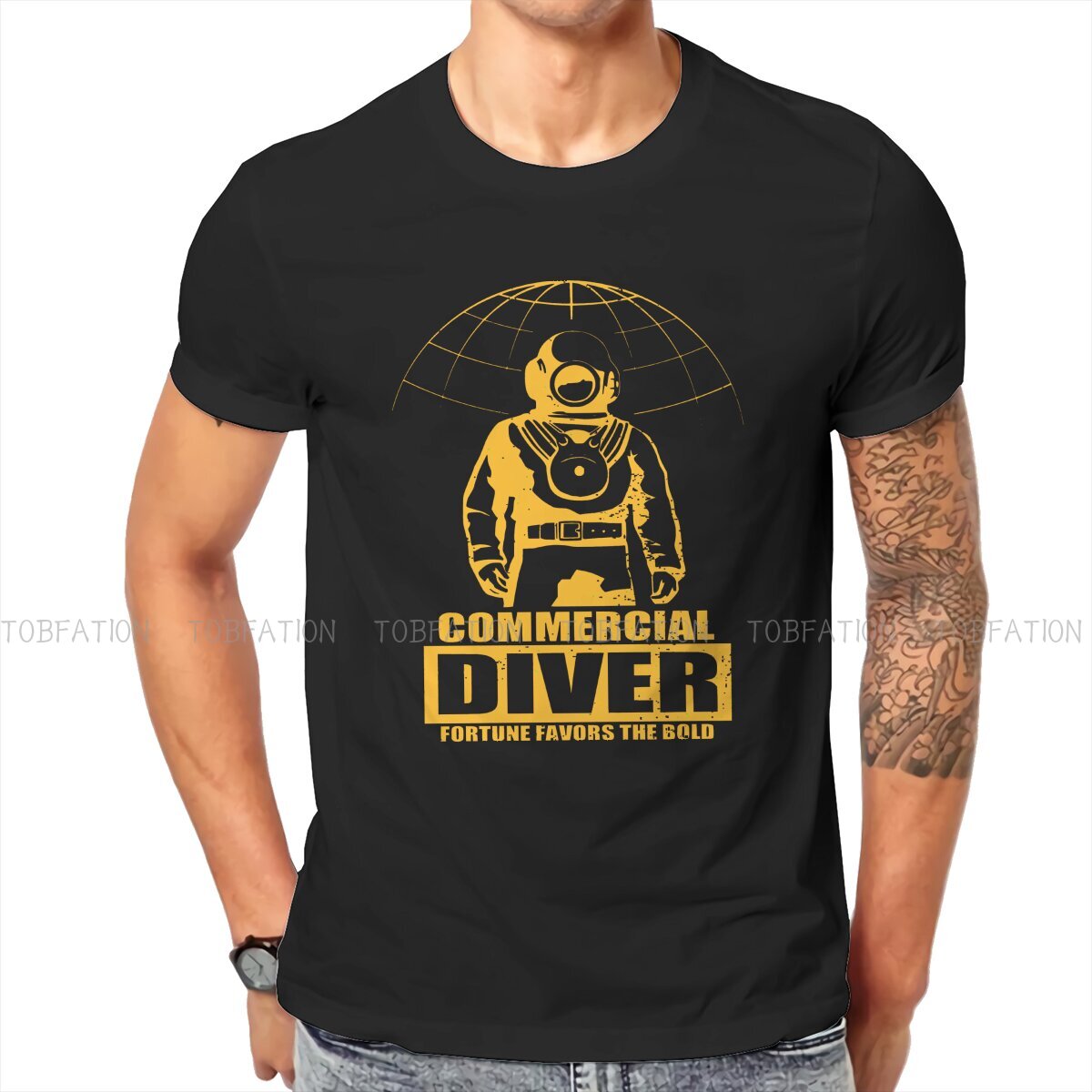 Commercial Shirt Printing - Ticari dalgıç sarı rahat TShirt dalış